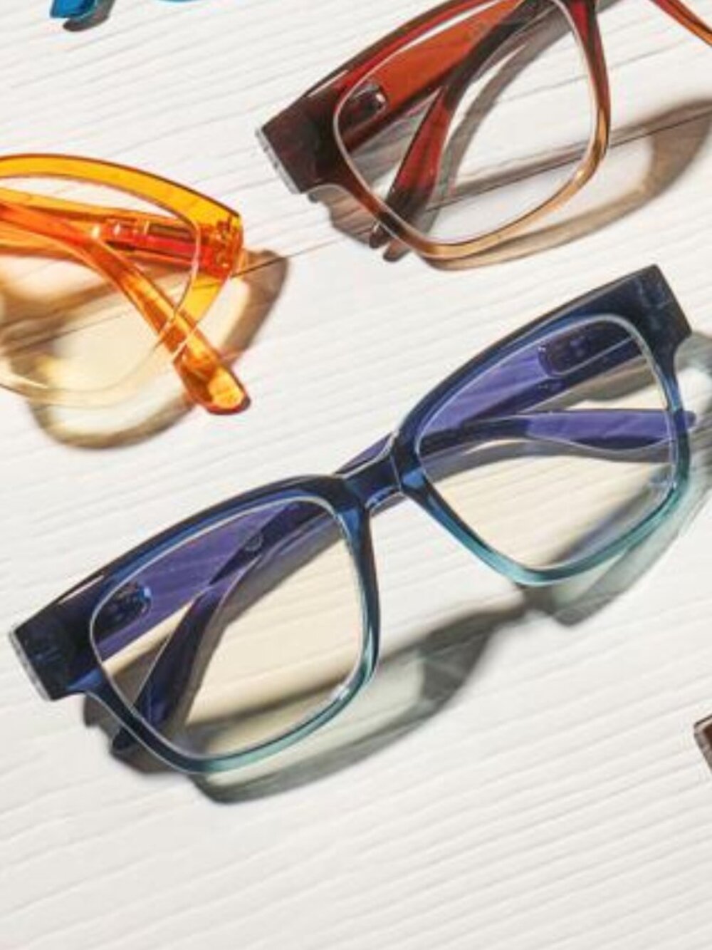 JOY MANGANO Navy Blue Gradient Crystal Wayfarer Blue-Light Reading Glasses +3.50